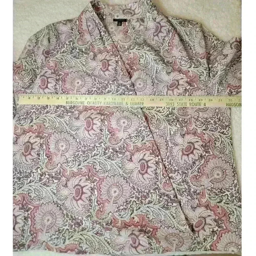 Talbots Womens Top Size 14 Pink Paisley Surplice Faux Wrap Blouse Prairie - Picture 8 of 11